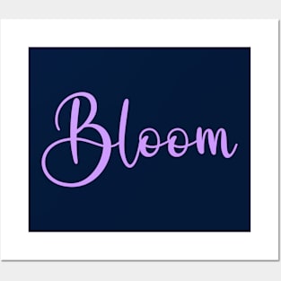 Bloom Word Art Script Typography in Purple Color Posters and Art